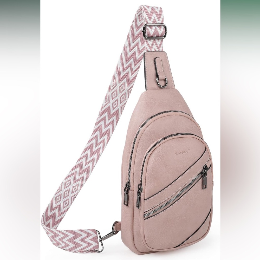 Pink leather Crossbody Bag